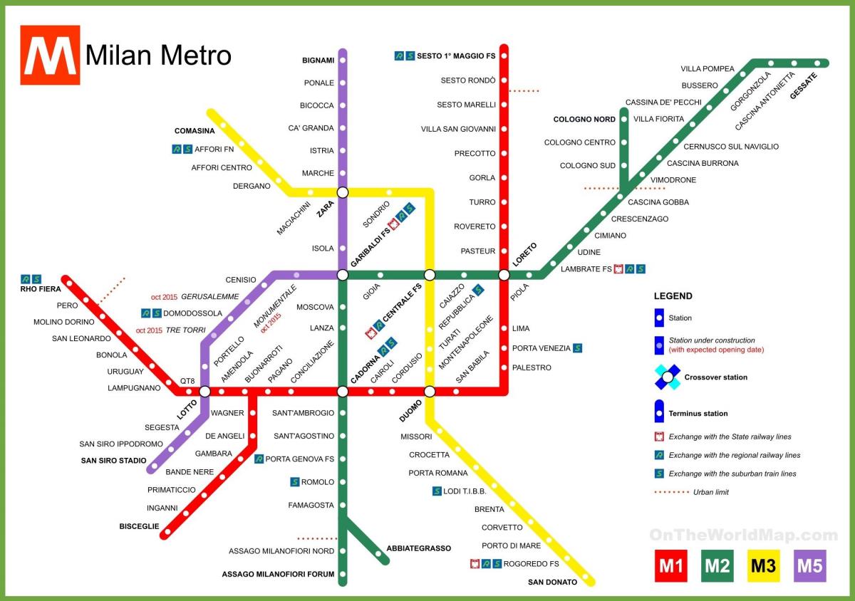 milano mapa metroa