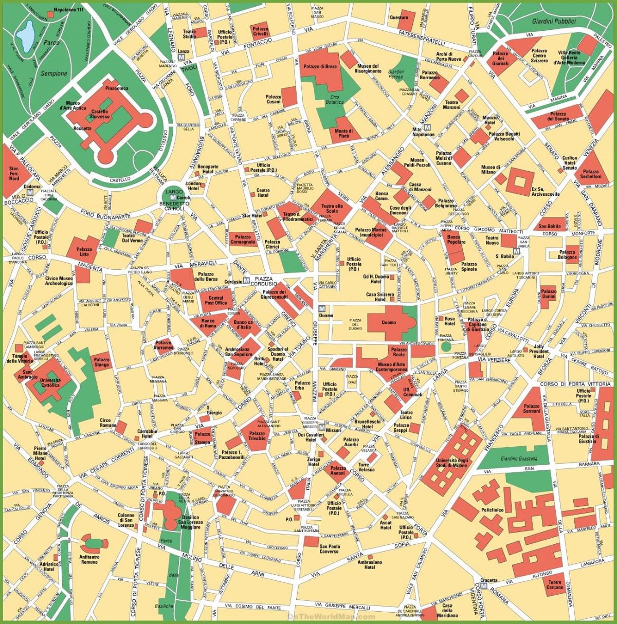 milano centru grada mapu