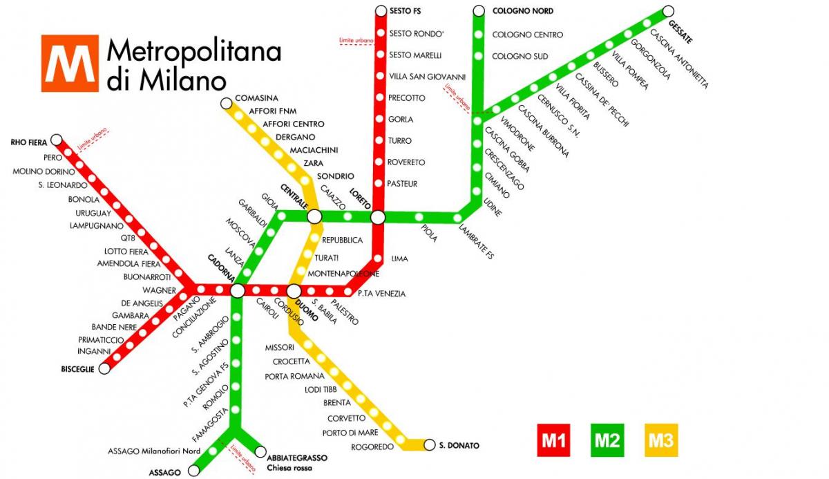 mapa metroa milano