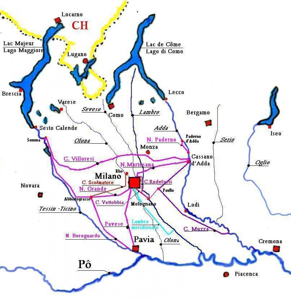 mapa milan navigli distriktu